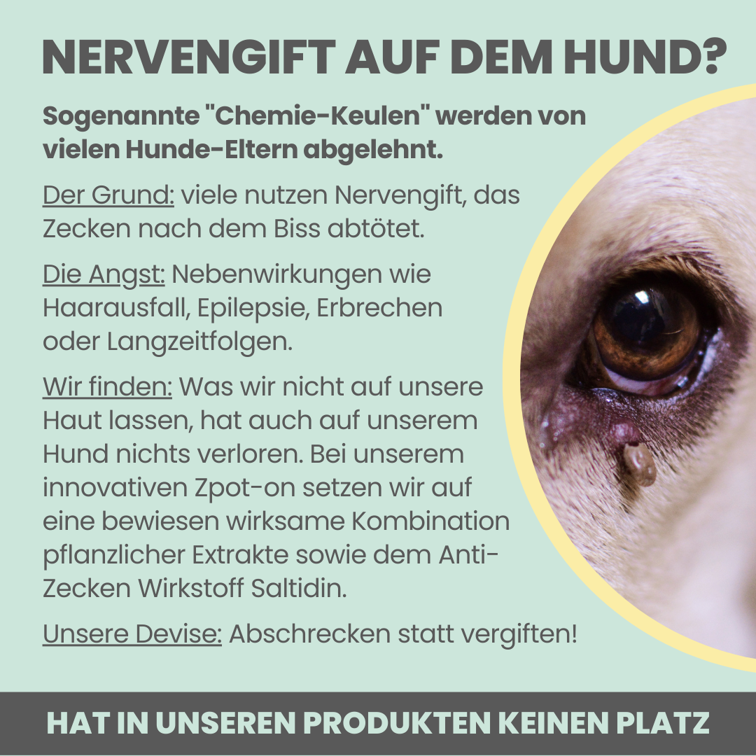 Zpot-on | Jahresvorrat naturbasiertes Spot-on für Hunde gegen Zecken, Flöhe, Milben & Mücken