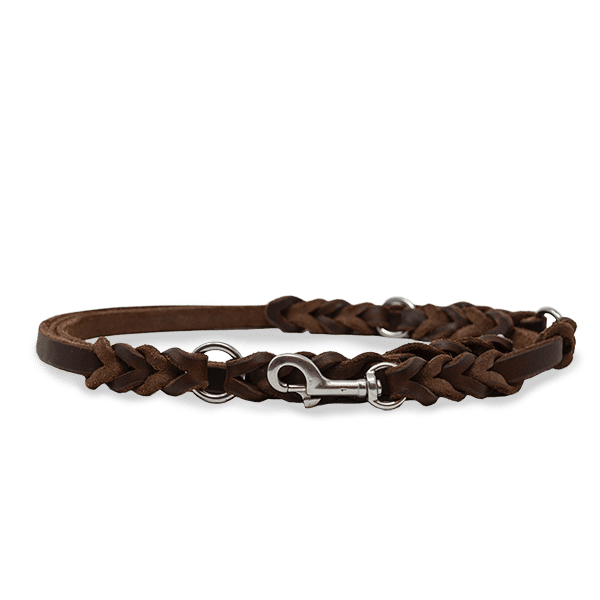 3-way adjustable leather lead made of oiled leather for small dogs