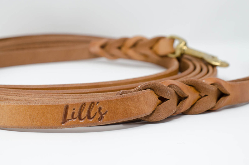 Long leather line with hand strap, braided